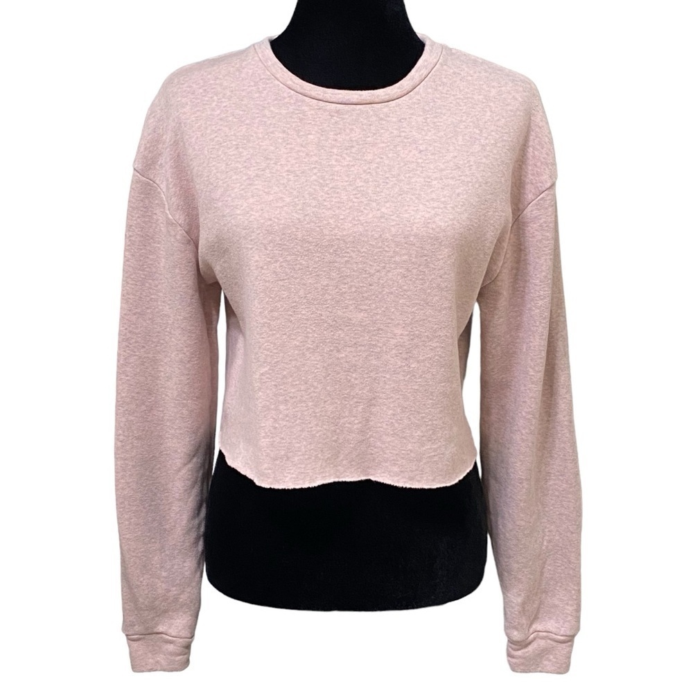 Topshop Pink Heathered Cropped Sweatshirt Soft Cozy Fleece Pullover Size 4